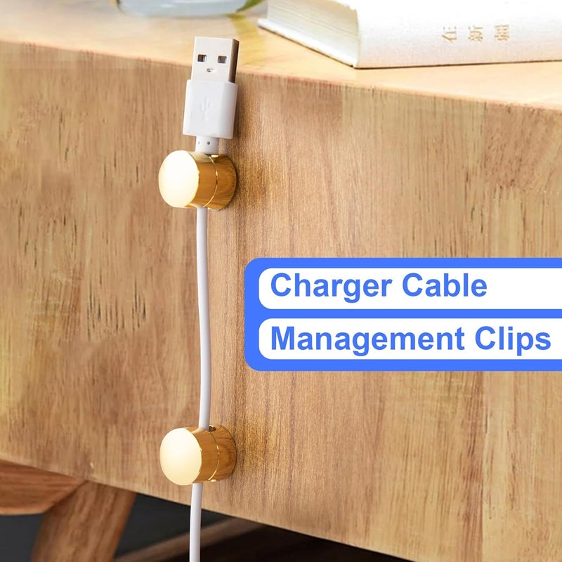 SmallCat 3 Sets Charger Holders for Cords, Gold Adjustable Cable Anchor Holders, Adhesive Metal Cord Clips, Cable Management Wire Organizers for Desk, Office, Nightstand - Image 4